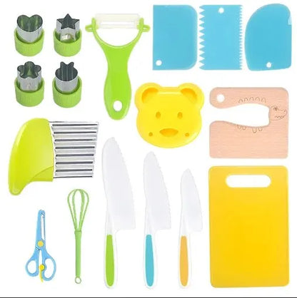Kids Safety Cooking Cutter Set - Plastic Knives & Peeler Tools