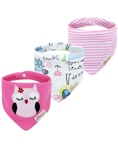 Comfy & Adjustable 3-Pack Cotton Baby Feeding Bibs