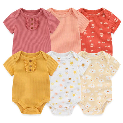 Cute Cartoon & Solid Color Bodysuits for Baby Boys & Girls