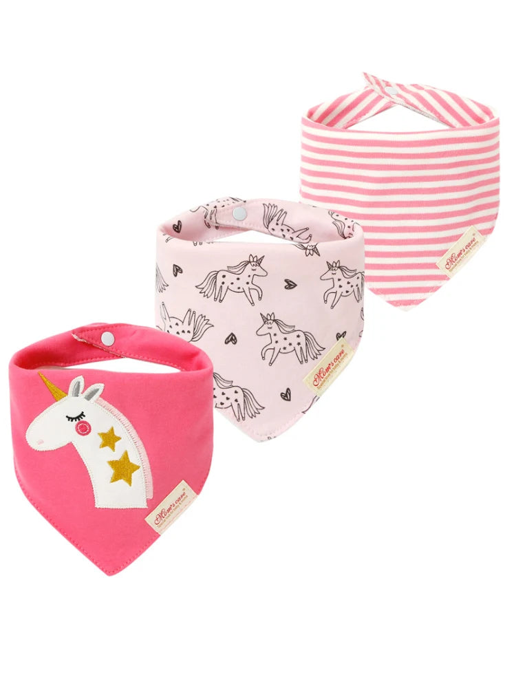 Comfy & Adjustable 3-Pack Cotton Baby Feeding Bibs
