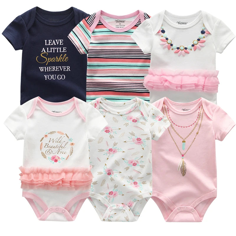 Cute Cartoon & Solid Color Bodysuits for Baby Boys & Girls