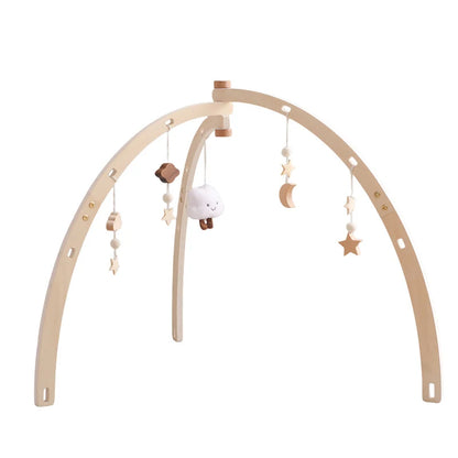 Wooden Rocket Baby Gym Frame with Montessori Celestial Toys