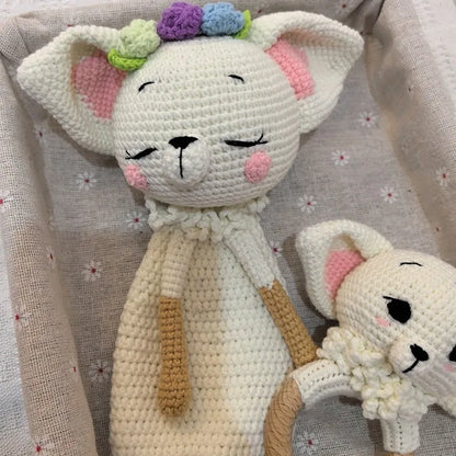 Knitted Lovely Animal Rattle Baby Comforter