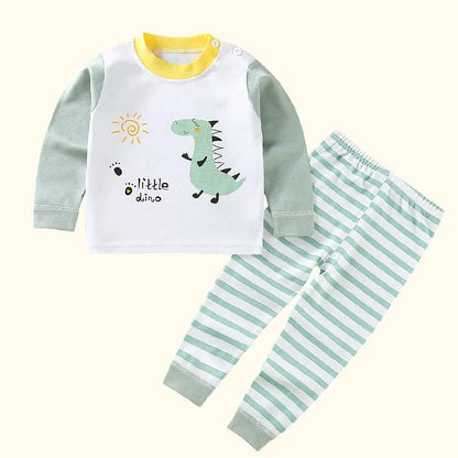 Cartoon Kids' Pajama Set: Cozy Autumn & Winter Sleepwear