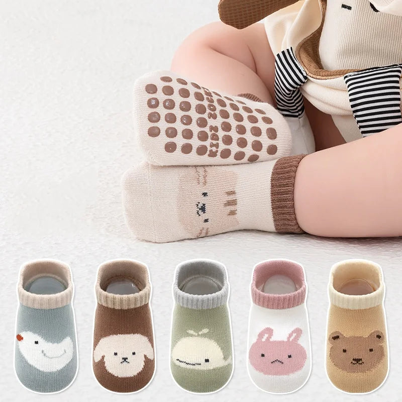 Kids Anti-Slip Floor Socks - Cotton Cartoon Toddler Gripper Socks