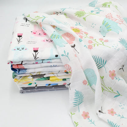 Large 100% Cotton Muslin Baby Swaddle Wrap (120x110cm)