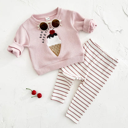 2-Piece Toddler Girls’ Pink Sweatsuit | Long Sleeve Autumn Set