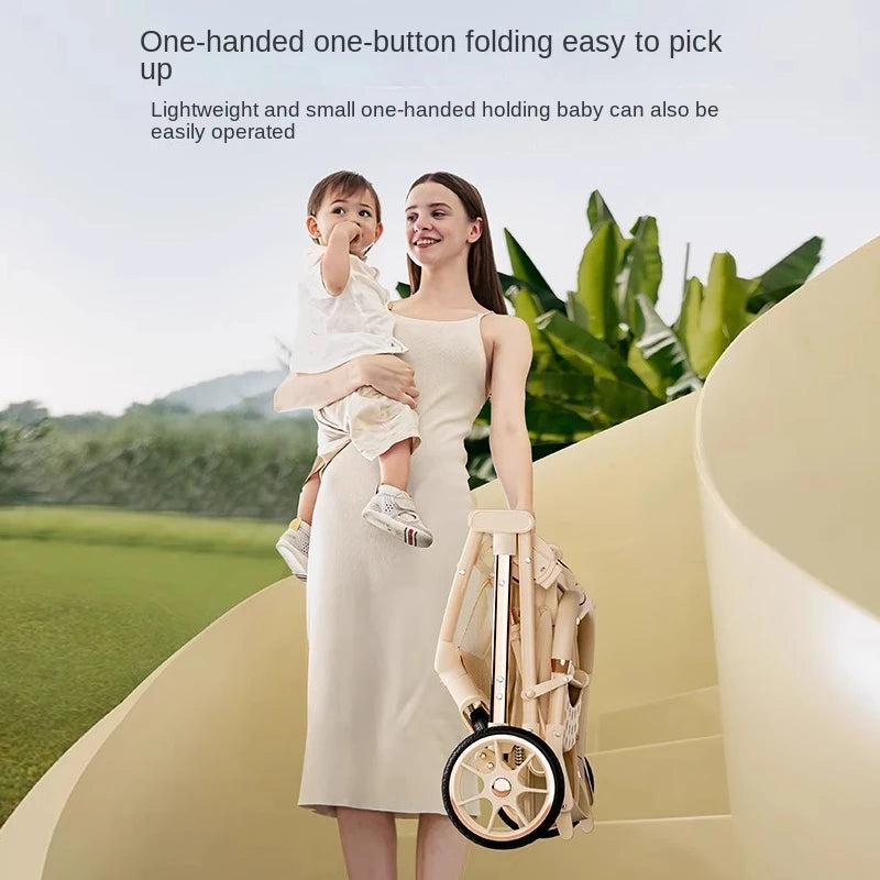 Lightweight Folding Baby Stroller. Two-way Push Anti Vibration Wheels