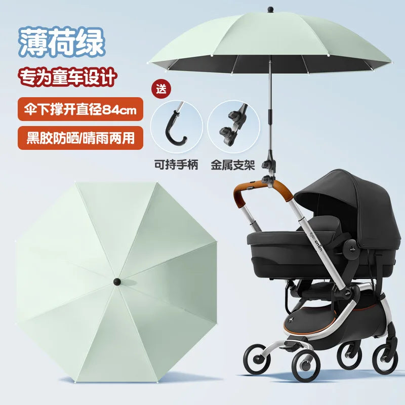 Universal UV Protection Sun and Rain Umbrella for Baby Strollers Tricycles Convenient for Parents