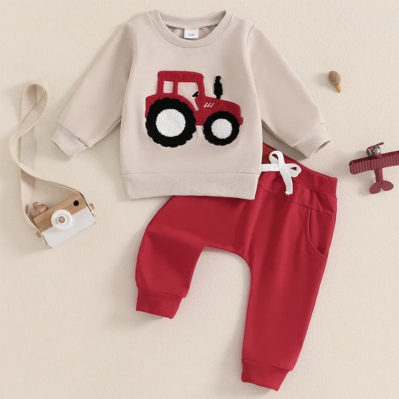 2pc Tractor Sweatshirt & Pants Set for Baby Boy (0-3 Years)