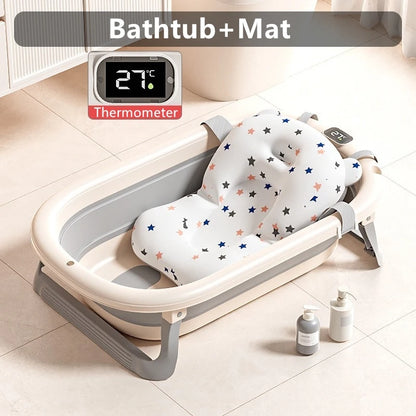 Space-Saving Collapsible Baby Bath with Cushion