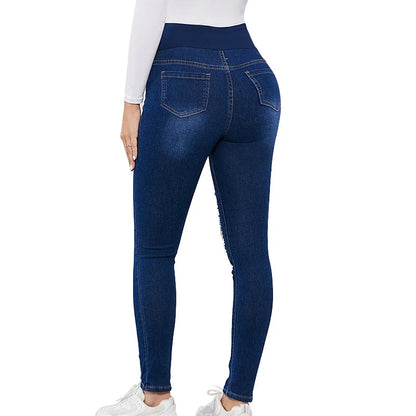 Maternity High Waist Elastic Hip-Lifting Jeans