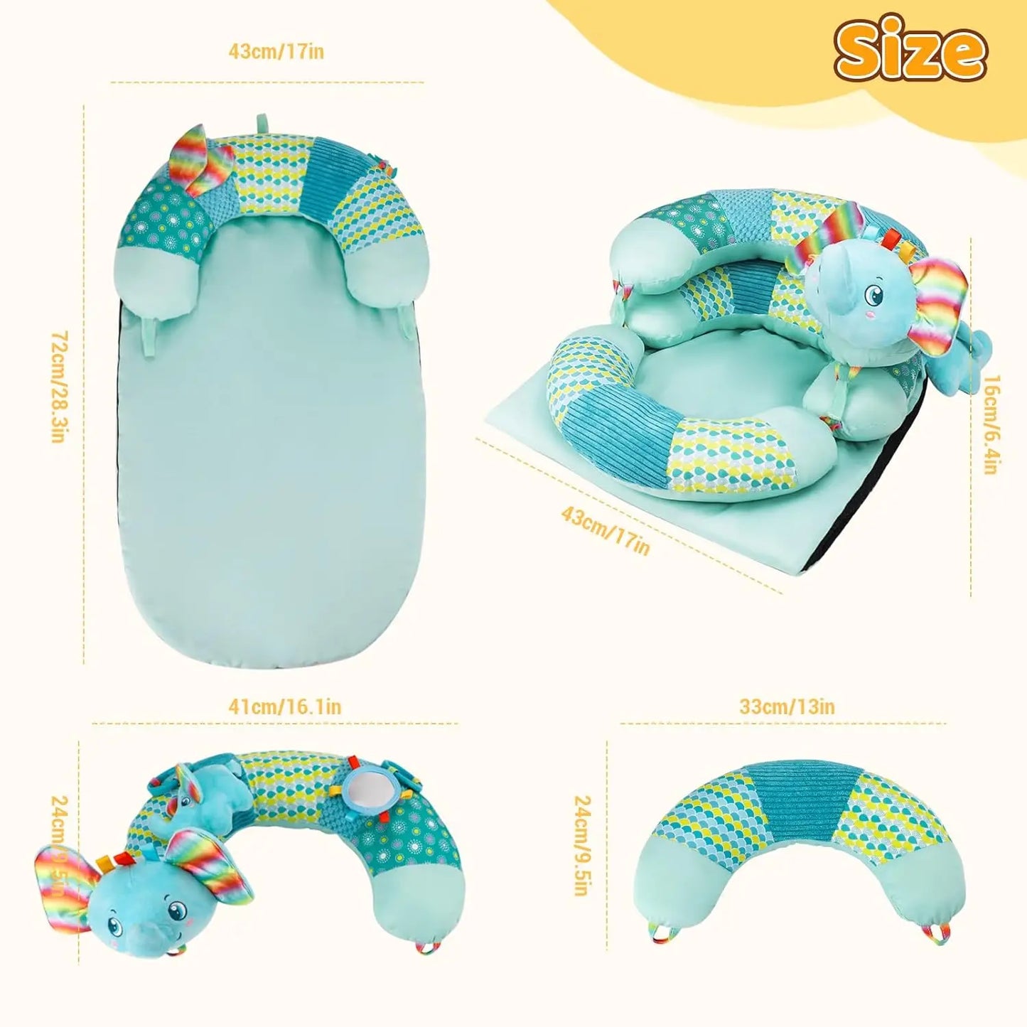 3-in-1 Baby Tummy Time Mat & Pillow