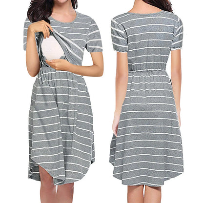 Maternity Care Striped Dress for Mothers