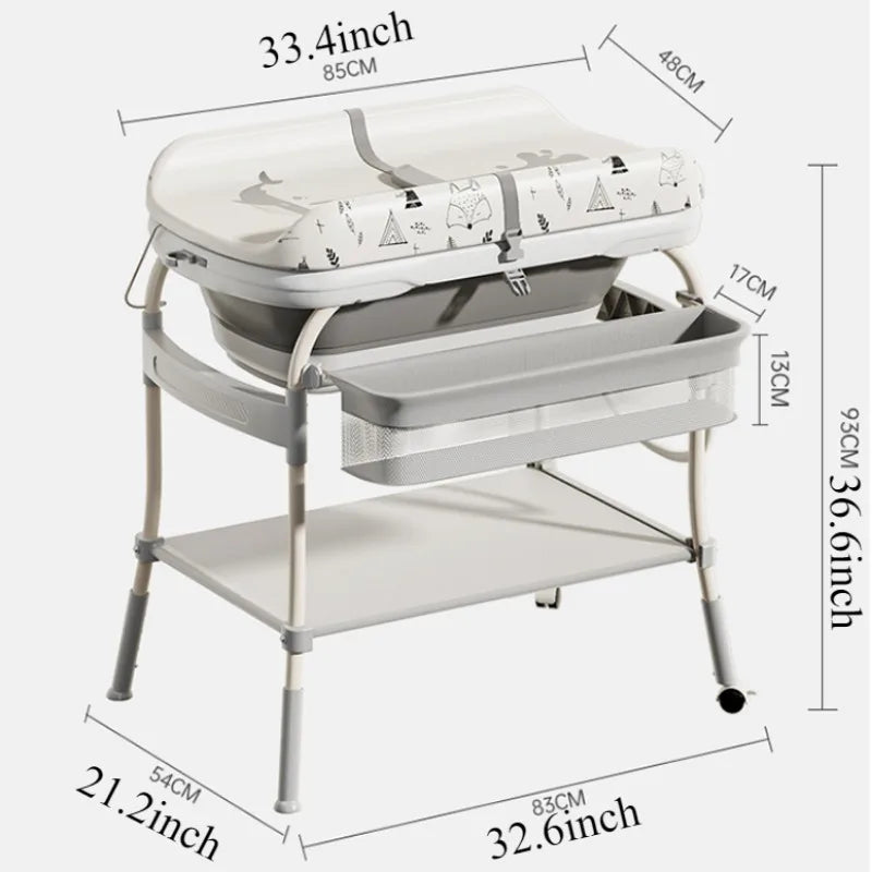 Portable Infant Changing Station with Bath & Storage
