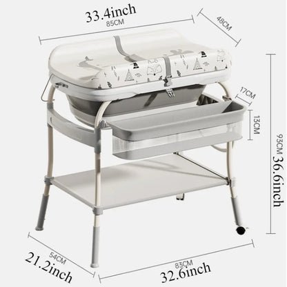 Portable Infant Changing Station with Bath & Storage