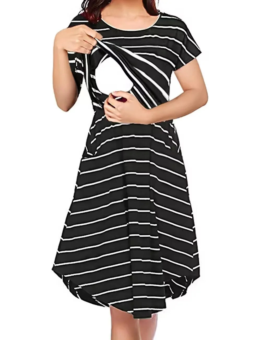 Striped Dress For Breastfeeding