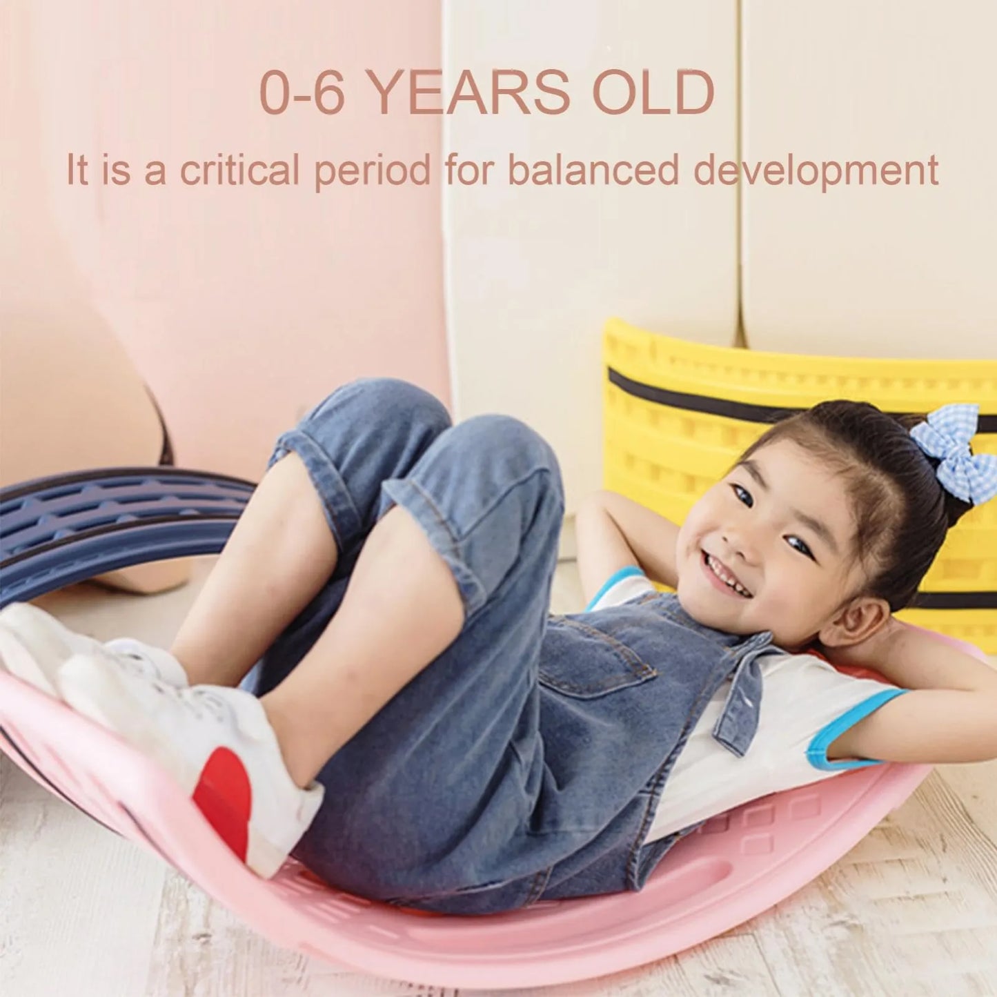 Kids Indoor Balance Board with Rubber Game Mat