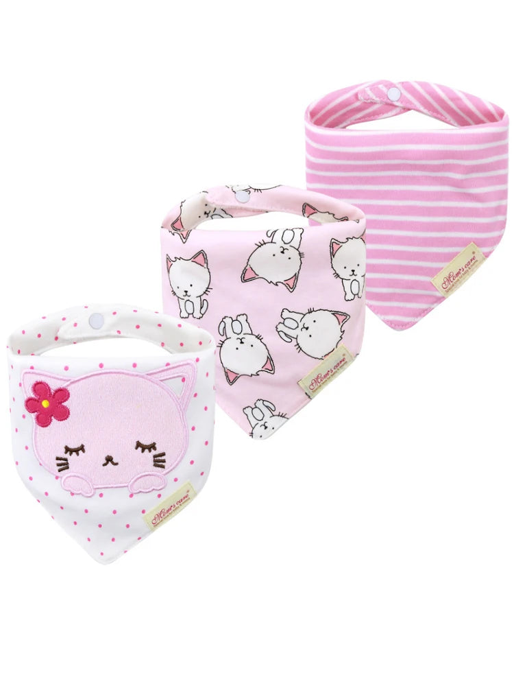Comfy & Adjustable 3-Pack Cotton Baby Feeding Bibs