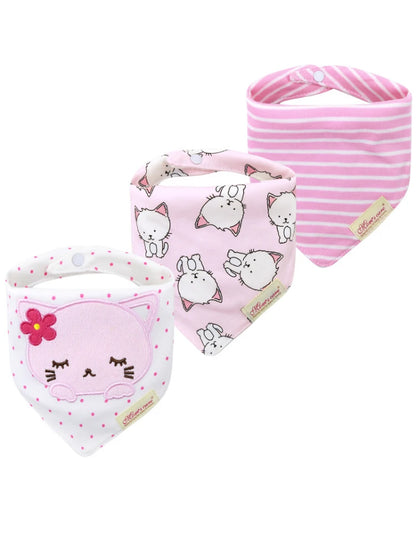 Comfy & Adjustable 3-Pack Cotton Baby Feeding Bibs