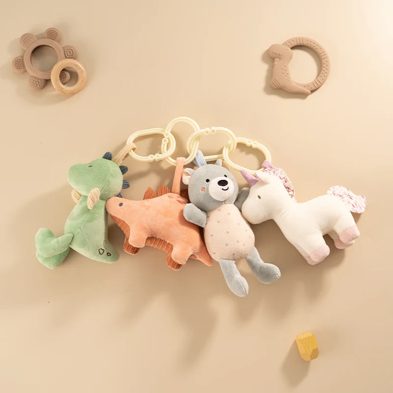 Cartoon Animal Baby Stroller Bed Hanging Toy for Boys Girls Rattles Soothing Toy Newborn Gifts Toddlers Early Educational Toys
