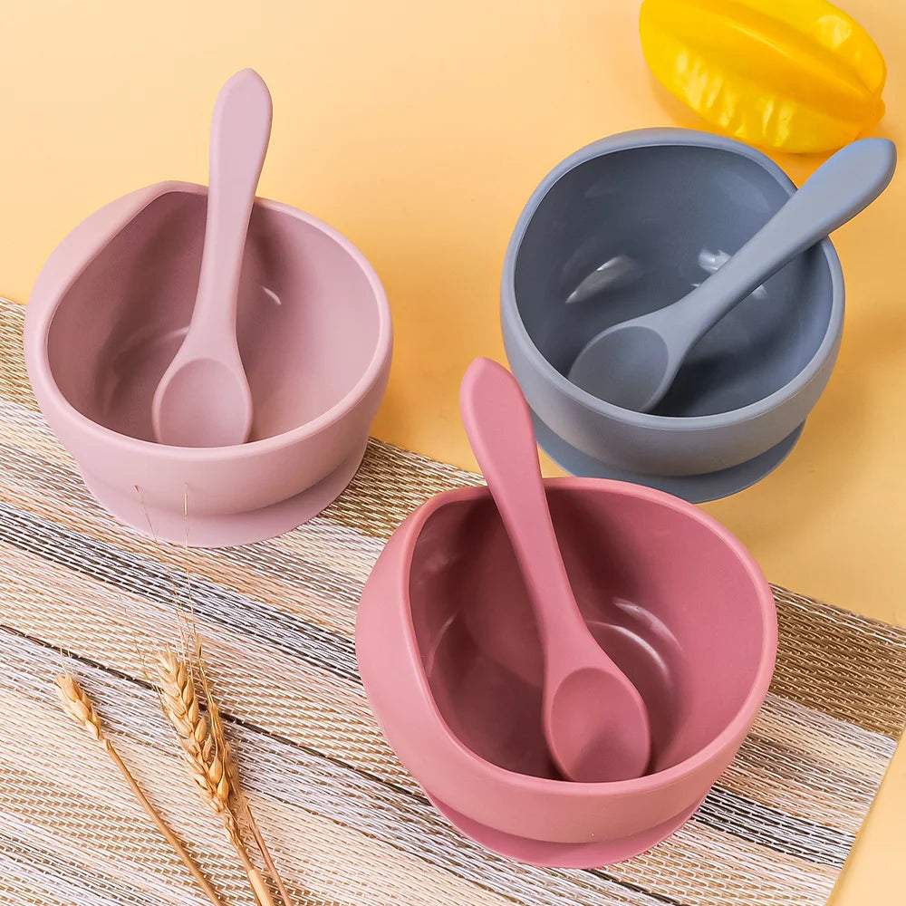 Infant Learning-to-Eat Silicone Sucker Bowls (2PC)