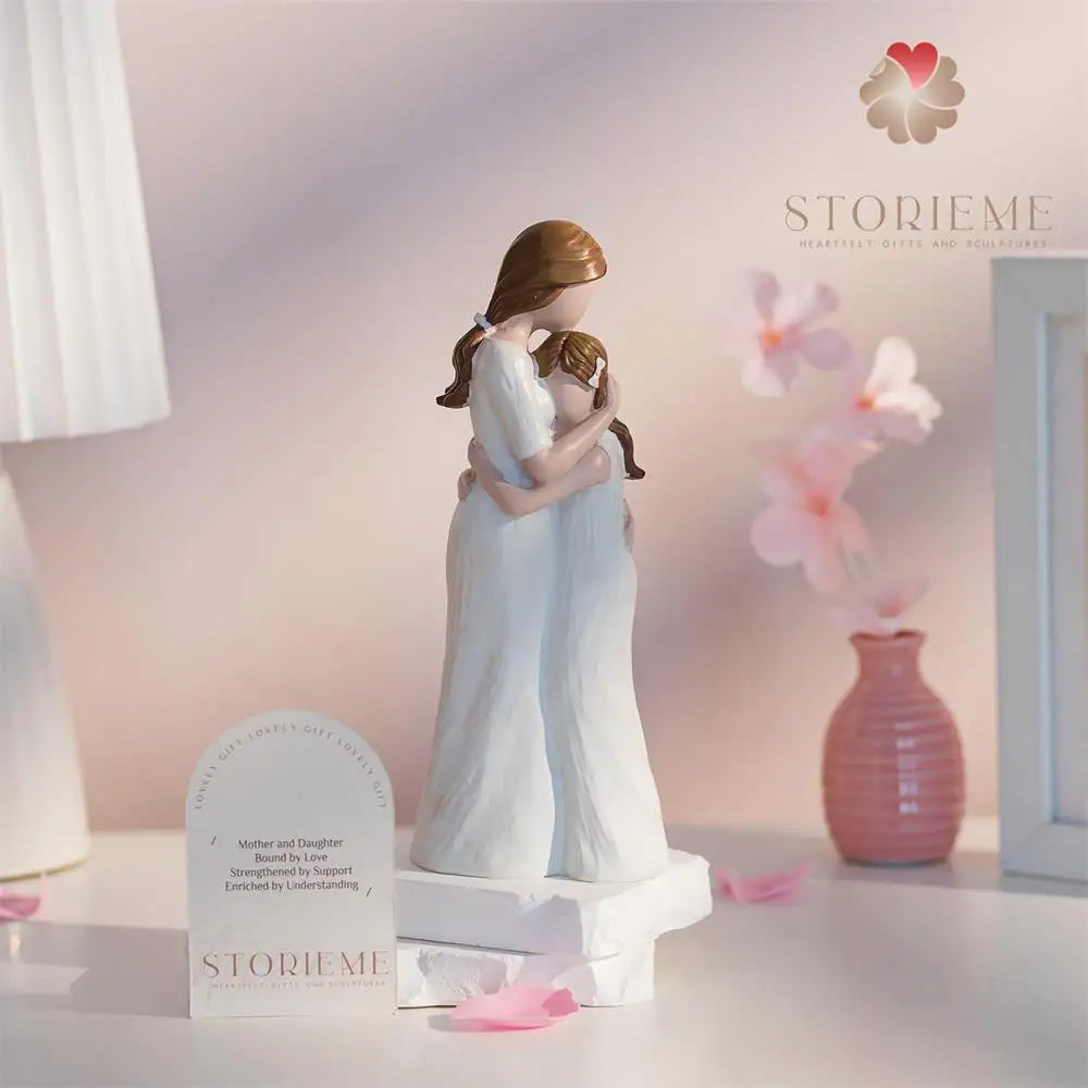 Mother-Daughter Sister Embrace Art Figurine