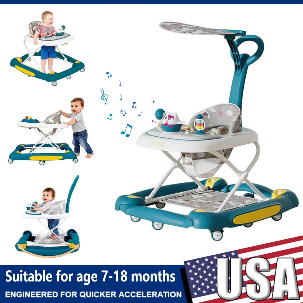 6-in-1 Anti-Rollover Baby Walker & Activity Center