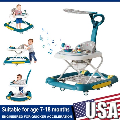 6-in-1 Anti-Rollover Baby Walker & Activity Center