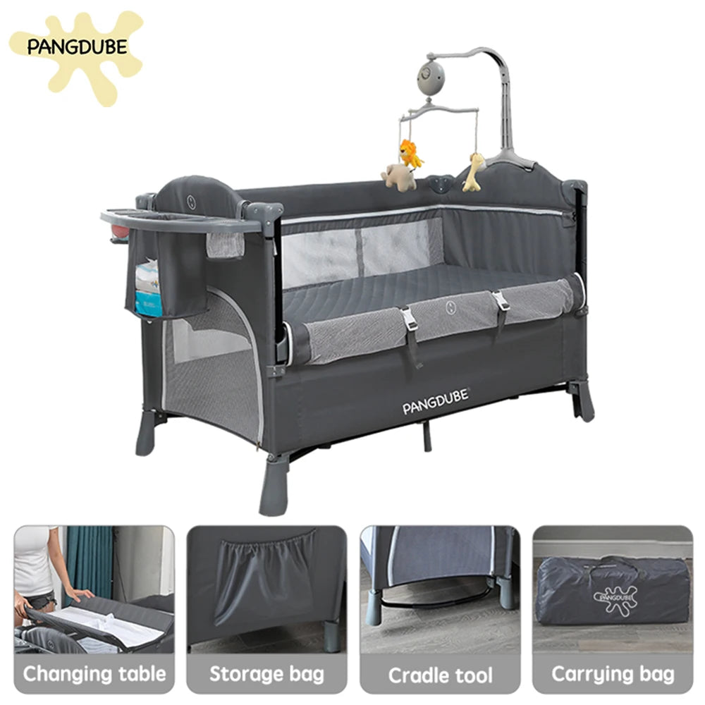 PANGDUBE 4-in-1 Baby Crib & Playpen