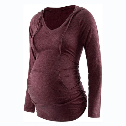 Women's Long Sleeve V-neck Pregnant Nursing Sweatshirt