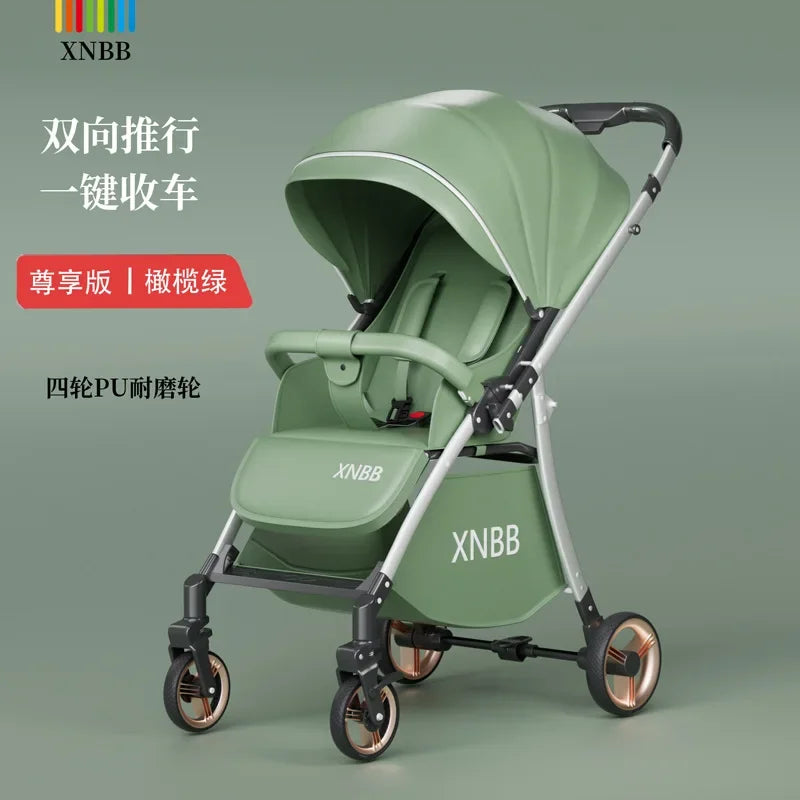 New One-Button Folding Stroller with Shock Absorption