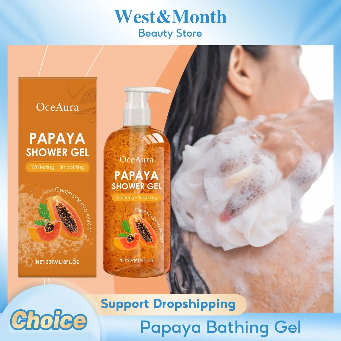 Papaya Shower Gel-Fade Pigmentation- Lasting Aroma Hydrates and Refreshing Body Wash