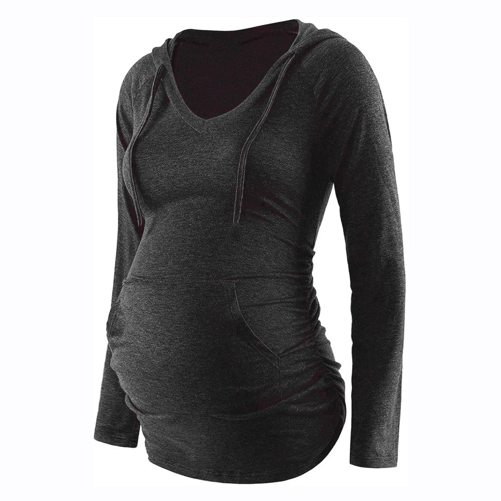 Women's Long Sleeve V-neck Pregnant Nursing Sweatshirt