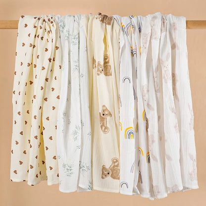 Large 100x100cm Cotton Muslin Swaddle & Bath Towel