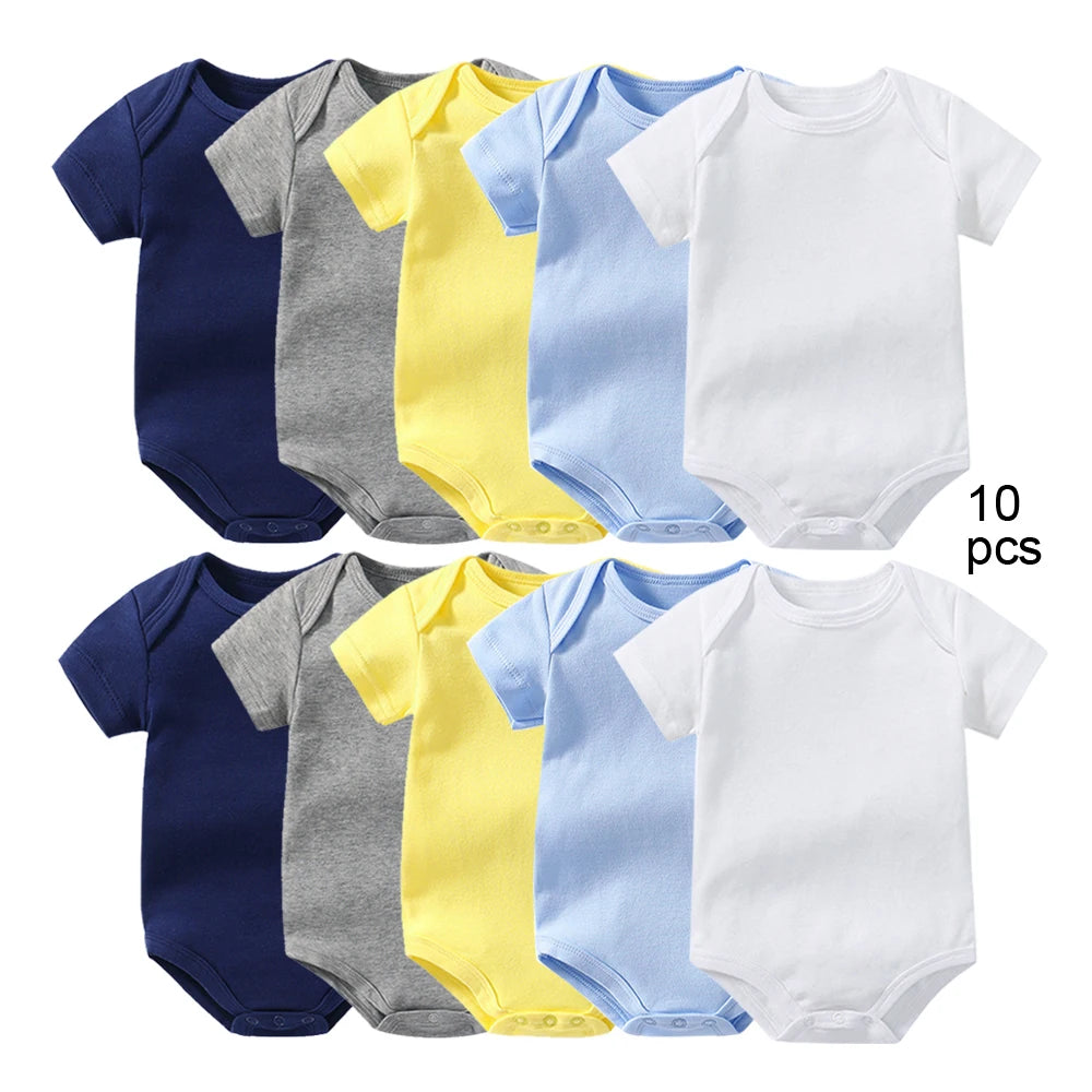 Basic Solid Grows & Jumpers Set for Infants (10 Pieces)