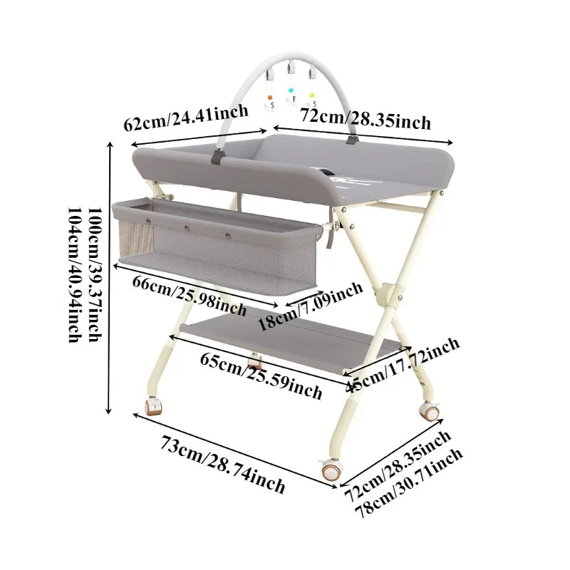 Space-Saving Folding Changing Table & Storage Center