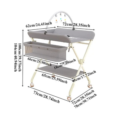 Space-Saving Folding Changing Table & Storage Center