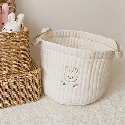 Embroidered Cotton Crib Diaper & Toy Organizer Bag