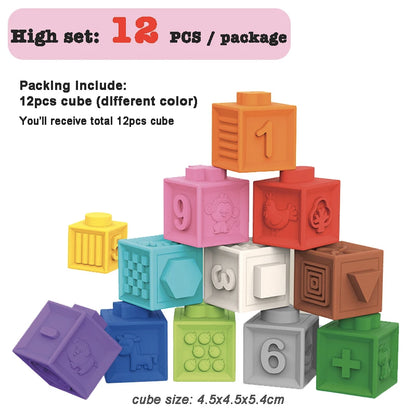 Montessori Soft Baby Blocks & Bath Squeeze Toy