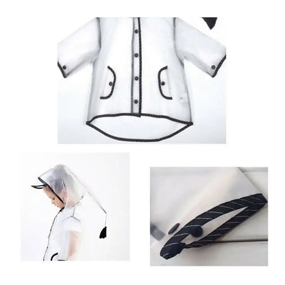 Kids Waterproof Clear Rain Poncho – Lightweight School Raincoat