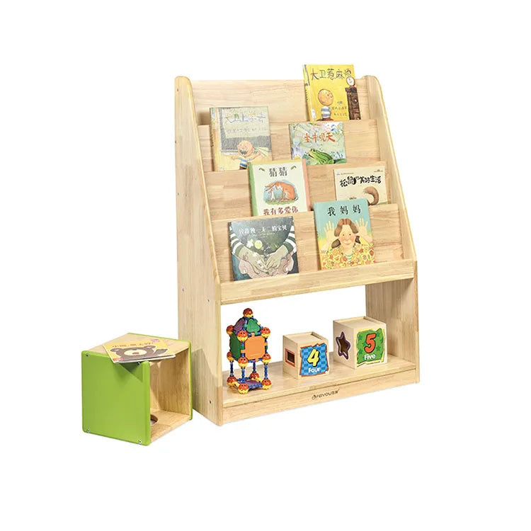 Modern Preschool Wooden Book Display & Cabinet