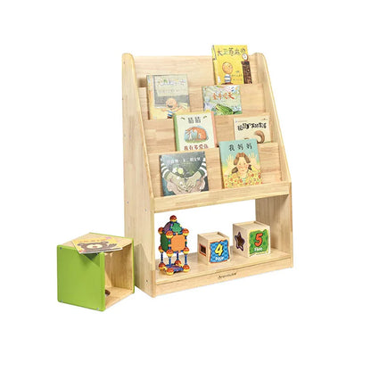 Modern Preschool Wooden Book Display & Cabinet