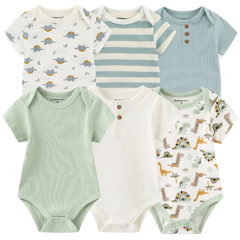 Cute Cartoon & Solid Color Bodysuits for Baby Boys & Girls