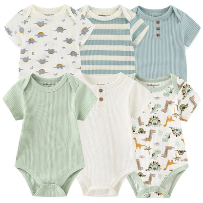 Cute Cartoon & Solid Color Bodysuits for Baby Boys & Girls