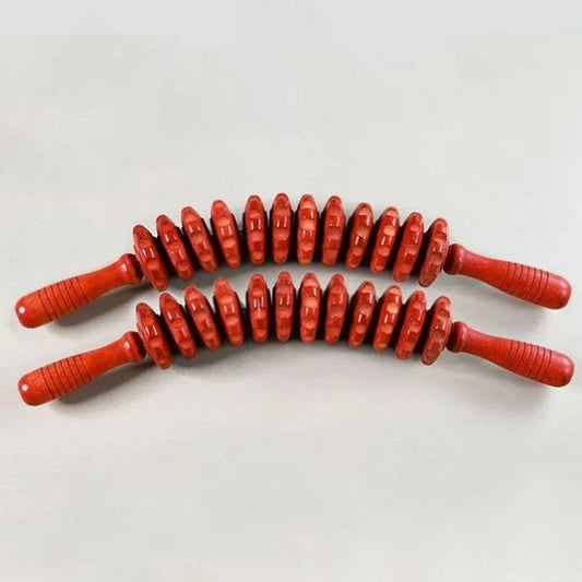 Wooden Grooved Fascia Roller for Deep Tissue Body Massage