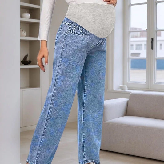 Slimming Belly-Support Maternity Denim Pants