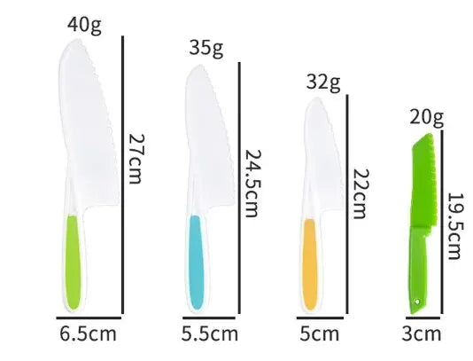 Kids Safety Cooking Cutter Set - Plastic Knives & Peeler Tools