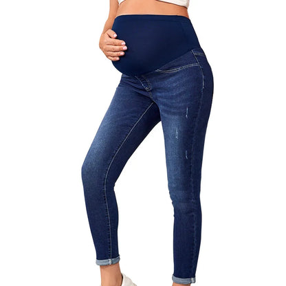 Slim High Waist Elastic Abdominal Support Maternity Jeans