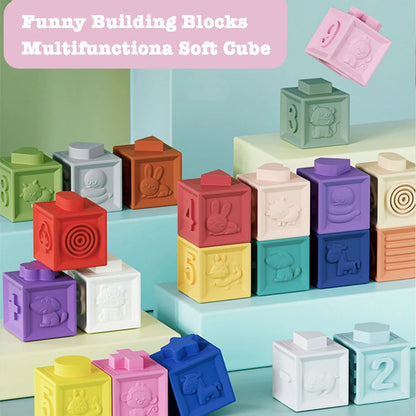 Montessori Soft Baby Blocks & Bath Squeeze Toy